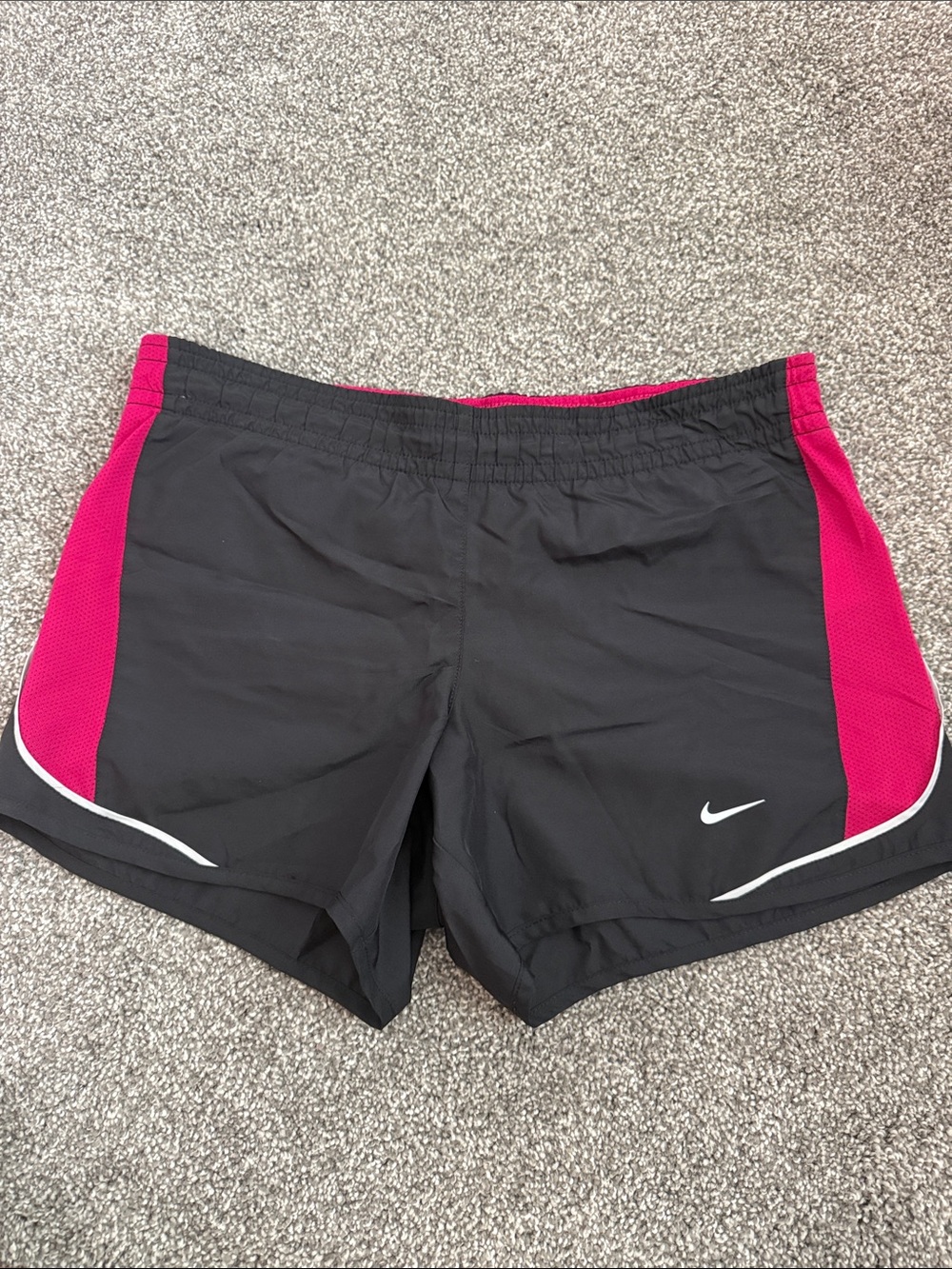 Nike Women's Black Athletic Shorts with Pink Side Panels